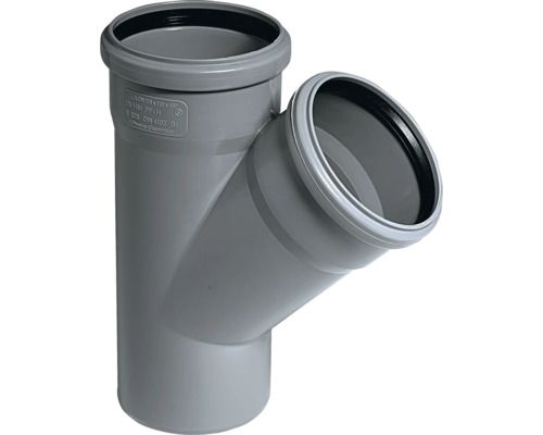 HT-EA Abzweig 45° DN 90/75 mm Graues Abwasserrohr Y-Stück