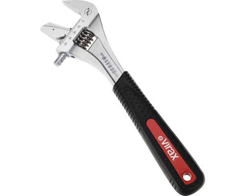 Rollgabelschlüssel 12'' Virax mit 2 in 1 Funktionsbacke für Rohre und Muttern Verstellbarer Schraubenschlüssel mit Virax Logo