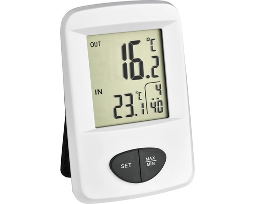 Innen- und Außenthermometer Funk Digital TFA "Base" Kunststoff weiß Digitales Innen- und Außenthermometer zur Temperaturmessung.