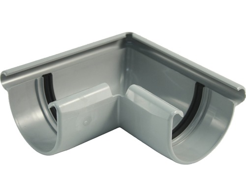 Marley Aussenecke Kunststoff halbrund 90° Fenstergrau RAL 7040 NW 75 mm Dachrinnenwinkel zur Verbindung von Dachrinnen
