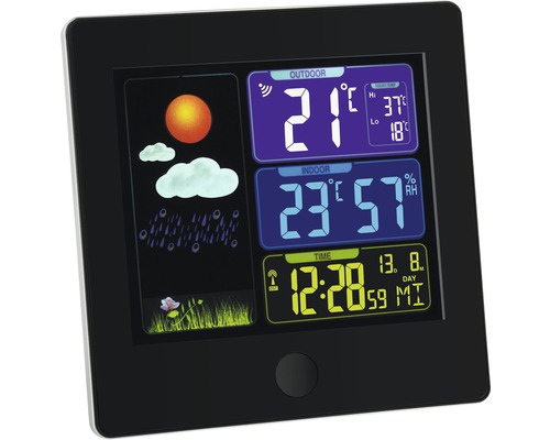 Funk-Wetterstation Digital TFA "SUN" Kunststoff schwarz Innen/Außen Wetterstation mit Anzeige von Innen- und Außentemperatur, Luftfeuchtigkeit, Uhrzeit und Wettervorhersage