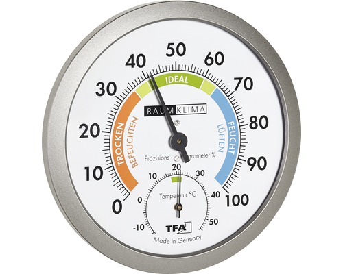 Thermo-Hygrometer Analog TFA Kunststoff grau Innen