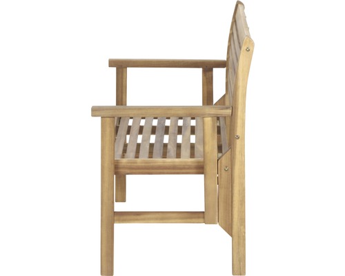 Gartenbank aus Akazienholz, Seitenansicht