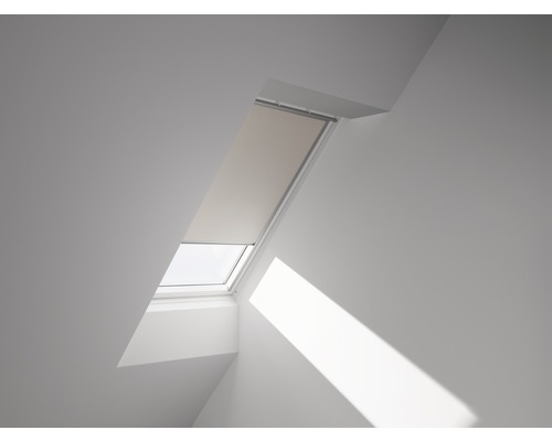 VELUX Verdunkelungsrollo uni hellbeige elektrisch Rahmen aluminium DML FK06 1085S