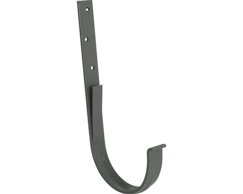Marley Rinneneisen halbrund verzinkt Fenstergrau RAL 7040 NW 75 mm Dachrinnenhalter aus Metall mit Befestigungslöchern