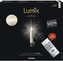 Lumix Superlight Christbaumkerzen Mini Basis Set Cashmere mit Fernbedienung in Verpackung