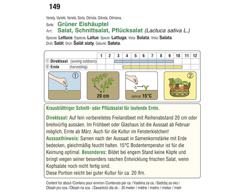Informationen zu Aussaat und Ernte von Pflücksalat