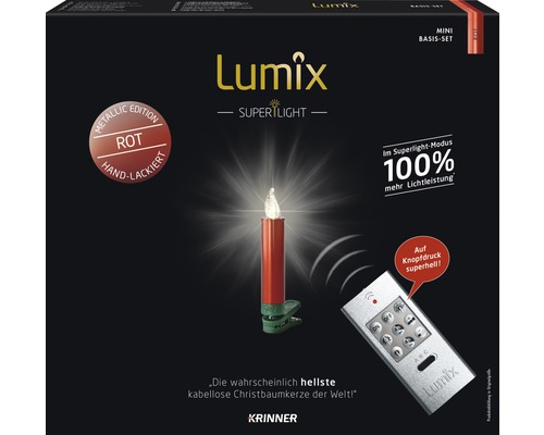 Lumix Superlight Mini Basis-Set Christbaumkerzen, Metallic Edition, handlackiert, mit Fernbedienung