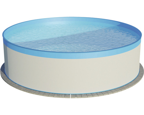 Aufstellpool Stahlwandpool Planet Pool rund Ø 300x90 cm ohne Zubehör weiß mit Overlap-Folie blau