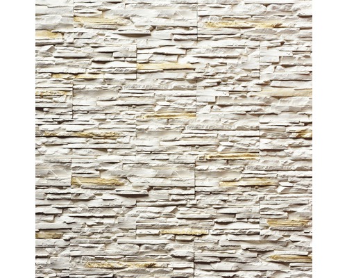 Gips Verblendstein Klimex UltraSelf Ferrano 12,0x37,0 cm creme Mauer aus Steinpaneelen
