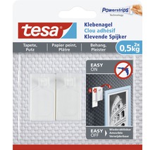 Tesa Klebenagel für Tapete und Putz, Tragkraft 0,5 Kilogramm, zwei Stück