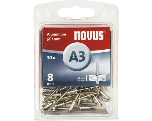 Novus Blindnieten Aluminium Ø 3x8 mm 30er Pack Novus Blindnieten Aluminium Ø 3x8 mm 30er Pack