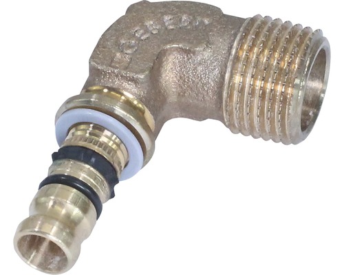 Übergangswinkel Geberit Mepla 90° 16mm x1/2" AG Winkelstück aus Messing mit Gewinde und Steckmuffe für Sanitärinstallationen