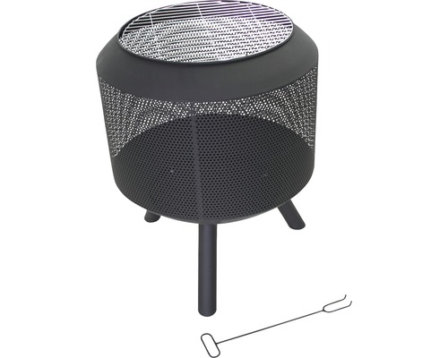 Feuerstelle aus Metall mit Grillrost und Schürhaken