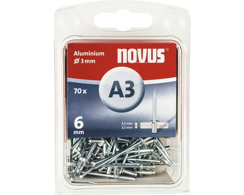 Novus Blindnieten Aluminium Ø 3x6 mm 70er Pack Novus Blindnieten Aluminium Ø 3x6 mm 70er Pack