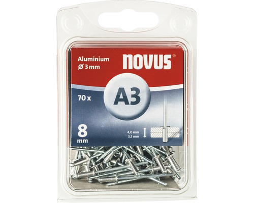 Novus Blindnieten Aluminium Ø 3x8 mm 70er Pack Novus Blindnieten Aluminium Ø 3x8 mm 70er Pack