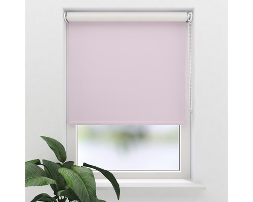 Rosa Rollo am Fenster zur Lichtsteuerung