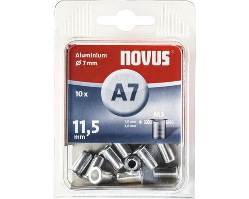 Novus Blindnietmutter M5 Ø9x11,5 mm Nietmutter Aluminium 10er Pack