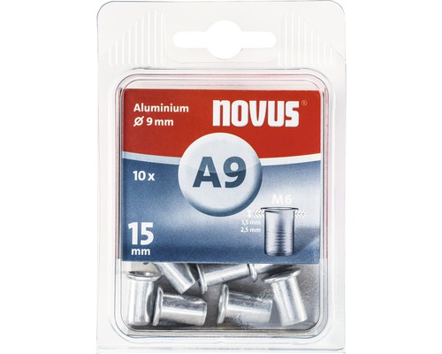 Novus Blindnietmutter M6 Ø9x15 mm Nietmutter Aluminium 10er Pack