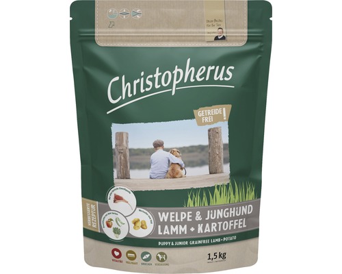 Christopherus Welpe und Junghund Trockenfutter Lamm und Kartoffel, 1,5 Kilogramm