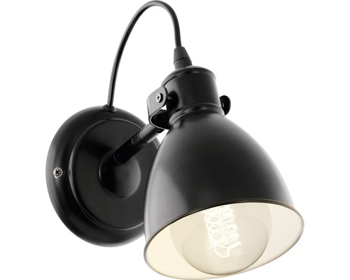 Schwarze Wandleuchte mit Lampenschirm und flexibler Halterung