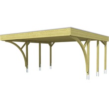 Holzcarport mit Flachdach und Stahlfüßen