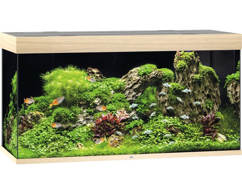 Aquarium JUWEL Rio 350 mit LED-Beleuchtung, Pumpe, Filter, Heizer ohne Unterschrank helles Holz