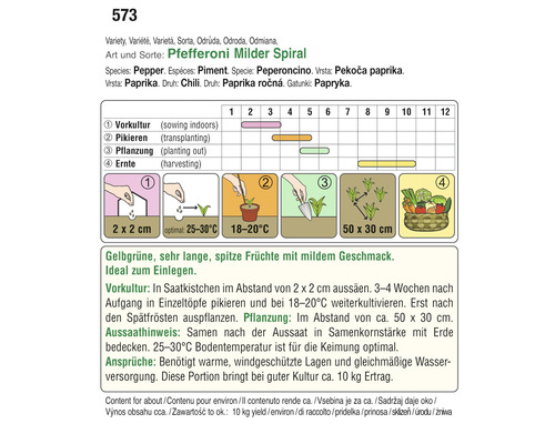 Informationen zum Anbau von Milder Spiral Pfefferoni