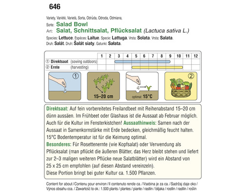 Informationen zu Aussaat und Ernte von Pflücksalat