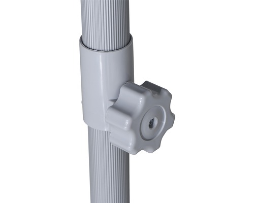 Detailaufnahme eines höhenverstellbaren Ständers mit Stellschraube