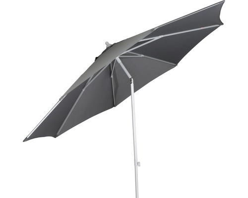 Grauer Sonnenschirm mit hellem Gestell
