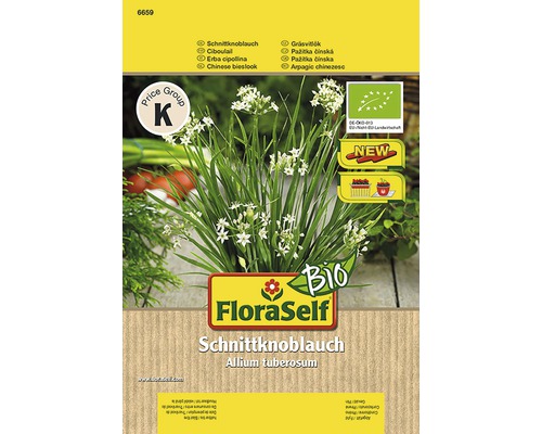 Samenpackung für Schnittknoblauch der Marke FloraSelf
