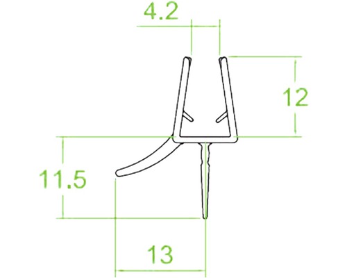 Technische Zeichnung eines Dichtungsprofils mit Maßangaben
