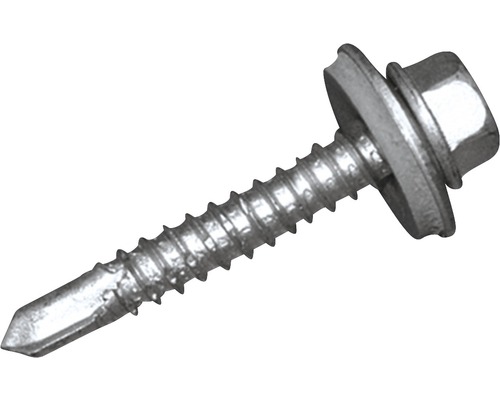 Bohrschraube Sechskant Kreuzschlitz (PH) 5,5 x 34 mm silber 100 Stück Blechschraube mit Sechskantkopf und Dichtscheibe