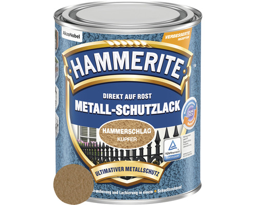 HAMMERITE Metall-Schutzlack Hammerschlag Kupfer 250 ml Hammerite Metallschutzlack, direkt auf Rost, Hammerschlag Kupfer
