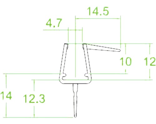 Technische Zeichnung eines Profils mit Maßangaben