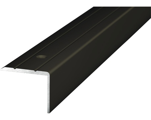 Prinz Winkelprofil Alu bronze gelocht 24,5 x 20 x 2700 mm Treppenkantenprofil aus Metall mit Rillen und Befestigungslöchern
