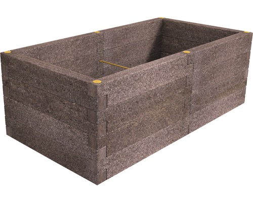 Hochbeet aus Verbundmaterial mit goldfarbenen Eckverbindungen