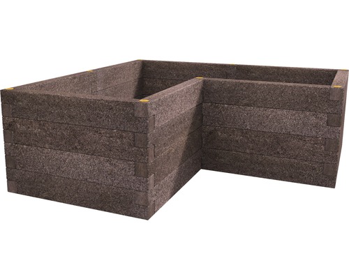 Hochbeet in L-Form aus recyceltem Material für den Garten