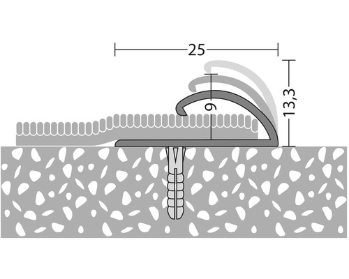 Darstellung eines Teppichprofils mit Maßangaben