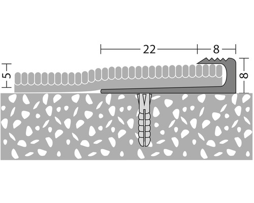 Illustration eines Übergangsprofils mit den Maßen 22, 8 und 8 Millimeter sowie 5 Millimeter