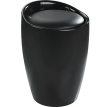 Schwarzer Badhocker mit Kunstlederbezug