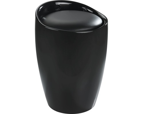 Schwarzer Badhocker mit Kunstlederbezug