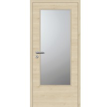 Holztür mit Glaseinsatz und Türklinke