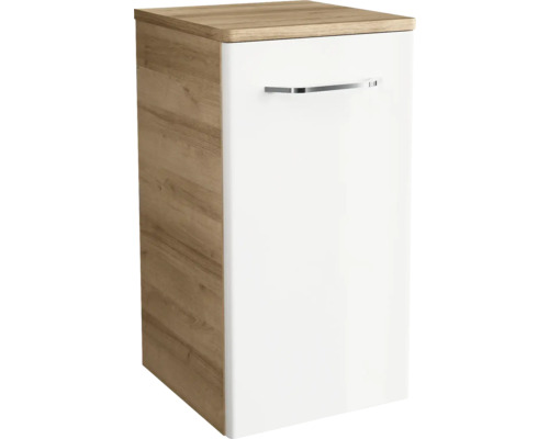 Unterschrank Fackelmann Milano 57x30x32 cm weiß/asteiche Waschtischunterschrank mit einer Tür und einem Griff