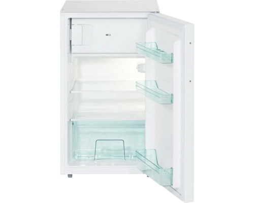 Offener Kühlschrank mit Regalen und Türfächern