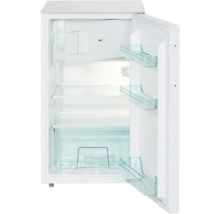 Geöffneter, leerer Kühlschrank mit Regalen