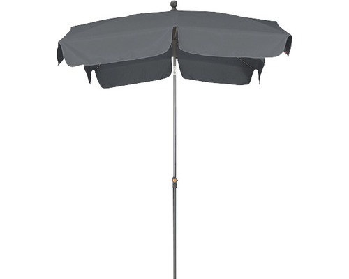 Grauer Sonnenschirm mit Ständer für den Garten