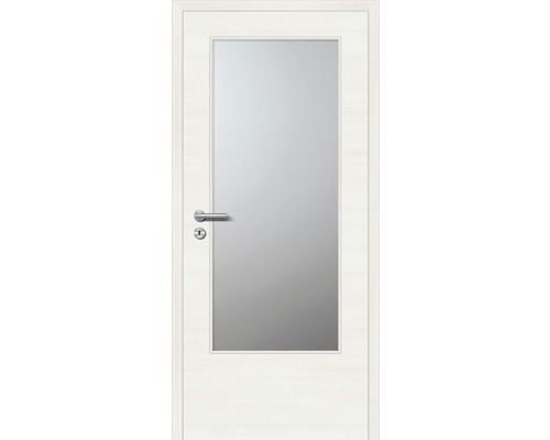 Innentüre CPLPlus stumpf Bianco GL inkl. Lichtausschnitt (ohne Glas) 82,2x201,6 cm rechts Zimmertür mit Glaseinsatz und Türgriff