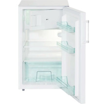 Geöffneter, kleiner Kühlschrank mit Regalen